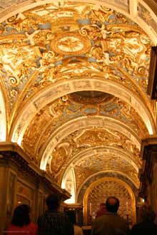 The Gilded Stucco Ceiling in the Clementine Chapel - Vatican Grottoes