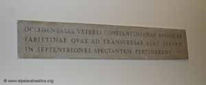 Inscription noting the archeological remains of the Constantinian Basilica