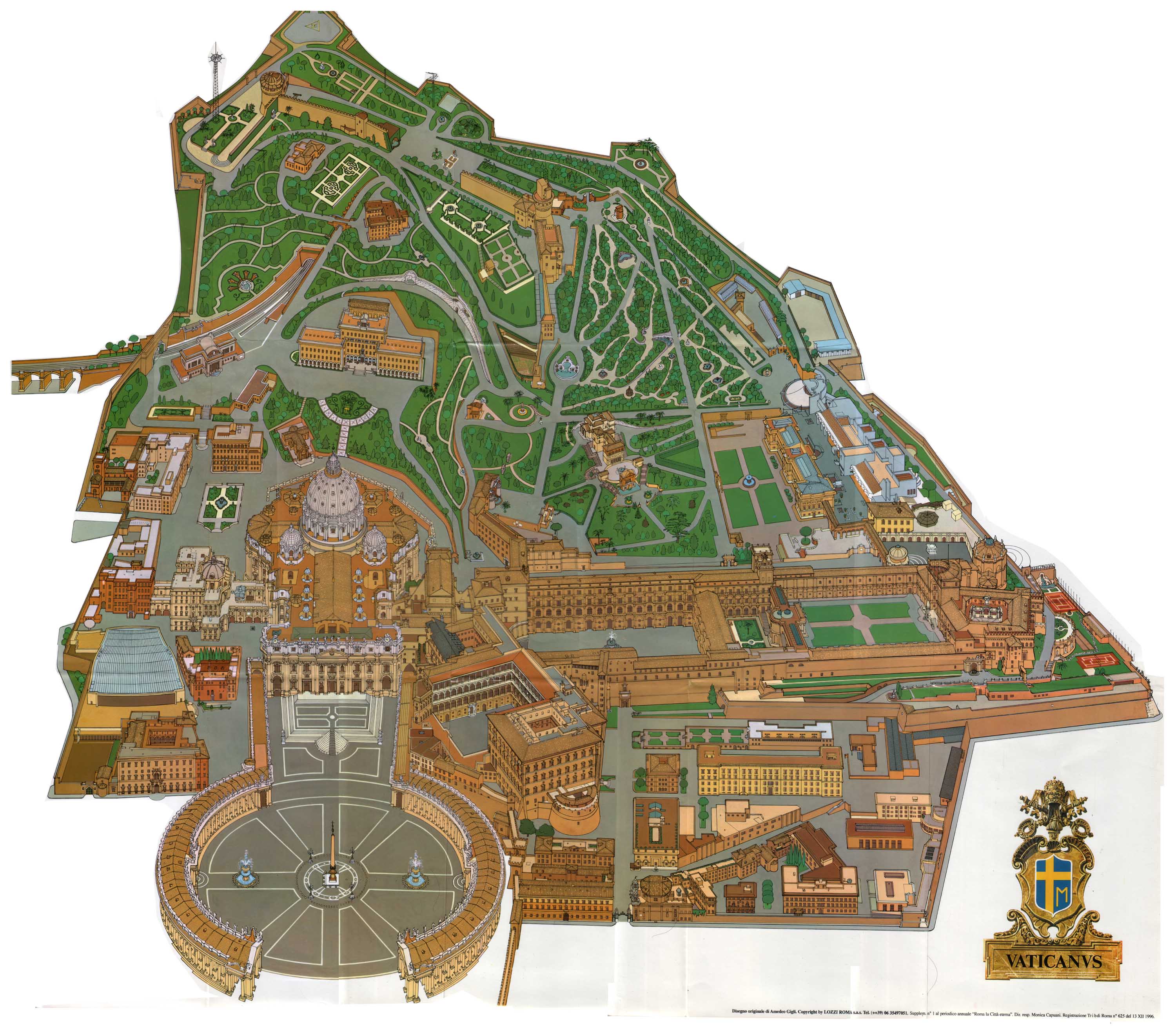 Map Of Vatican City   LOZZI VaticanMap 3K 