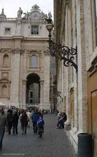 Entrance to the basilica is along the Constantine Wing on the Right