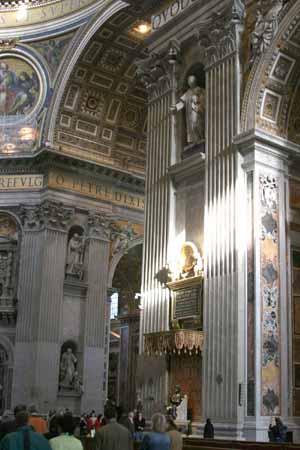 Right side of Nave - St John Bosco above the ancient state of St Peter 